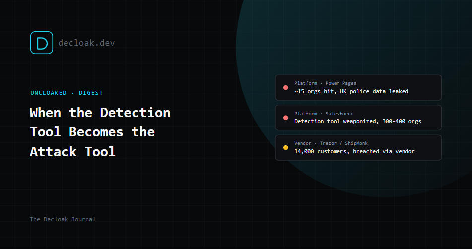 Uncloaked: A Weaponized Detection Tool, a Government Contact Leak, and Another Vendor Breach