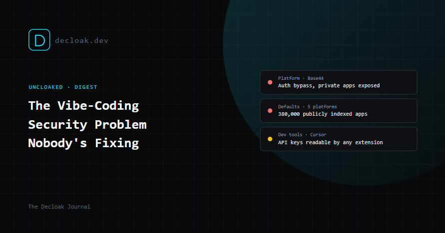 Uncloaked: 380,000 Exposed Apps and the Vibe-Coding Security Problem Nobody's Fixing